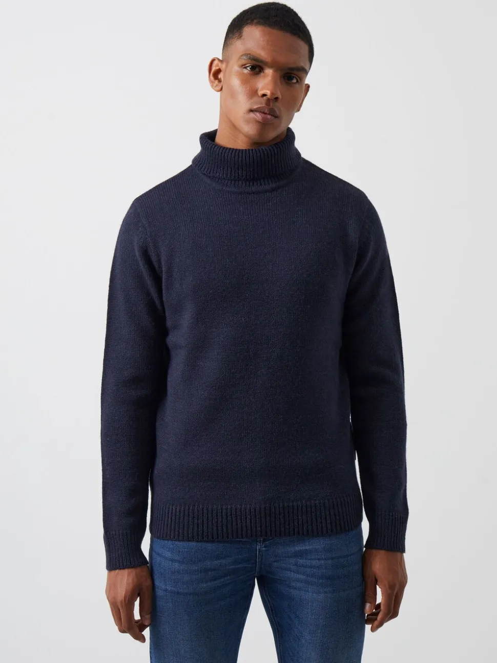 French Connection Blue Roll Neck Knit Jumper