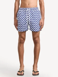 Frescobol Carioca Blue & White Rio Swim Shorts Copacabana Print