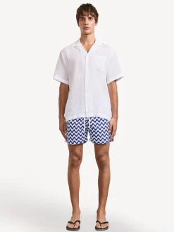 Frescobol Carioca Blue & White Rio Swim Shorts Copacabana Print