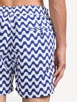 Frescobol Carioca Blue & White Rio Swim Shorts Copacabana Print