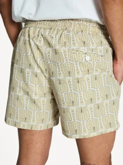 Frescobol Carioca Cream Palmeira Print Rio Swim Shorts