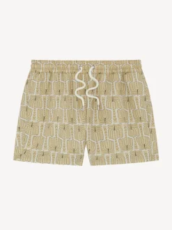 Frescobol Carioca Cream Palmeira Print Rio Swim Shorts