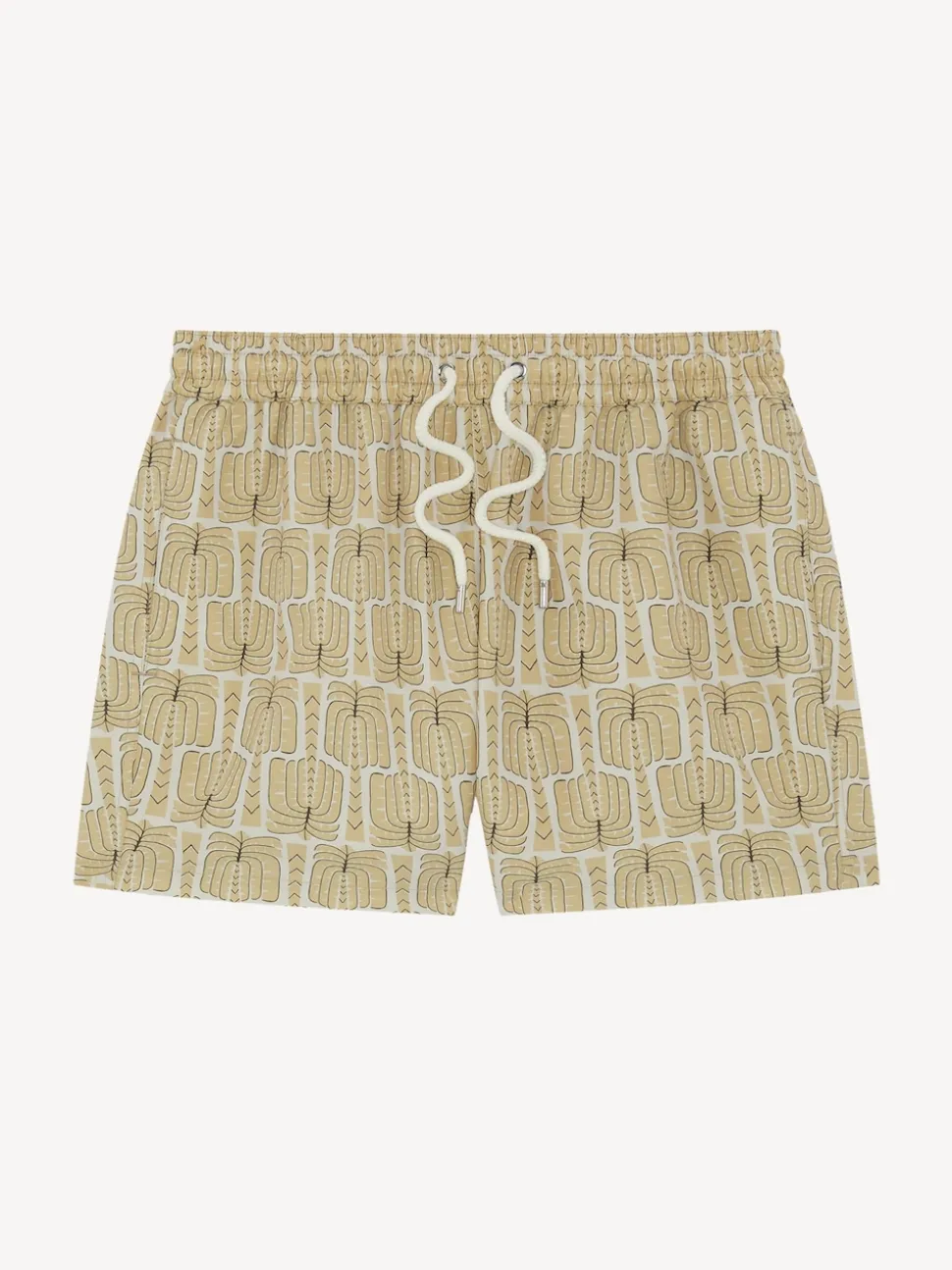 Frescobol Carioca Cream Palmeira Print Rio Swim Shorts