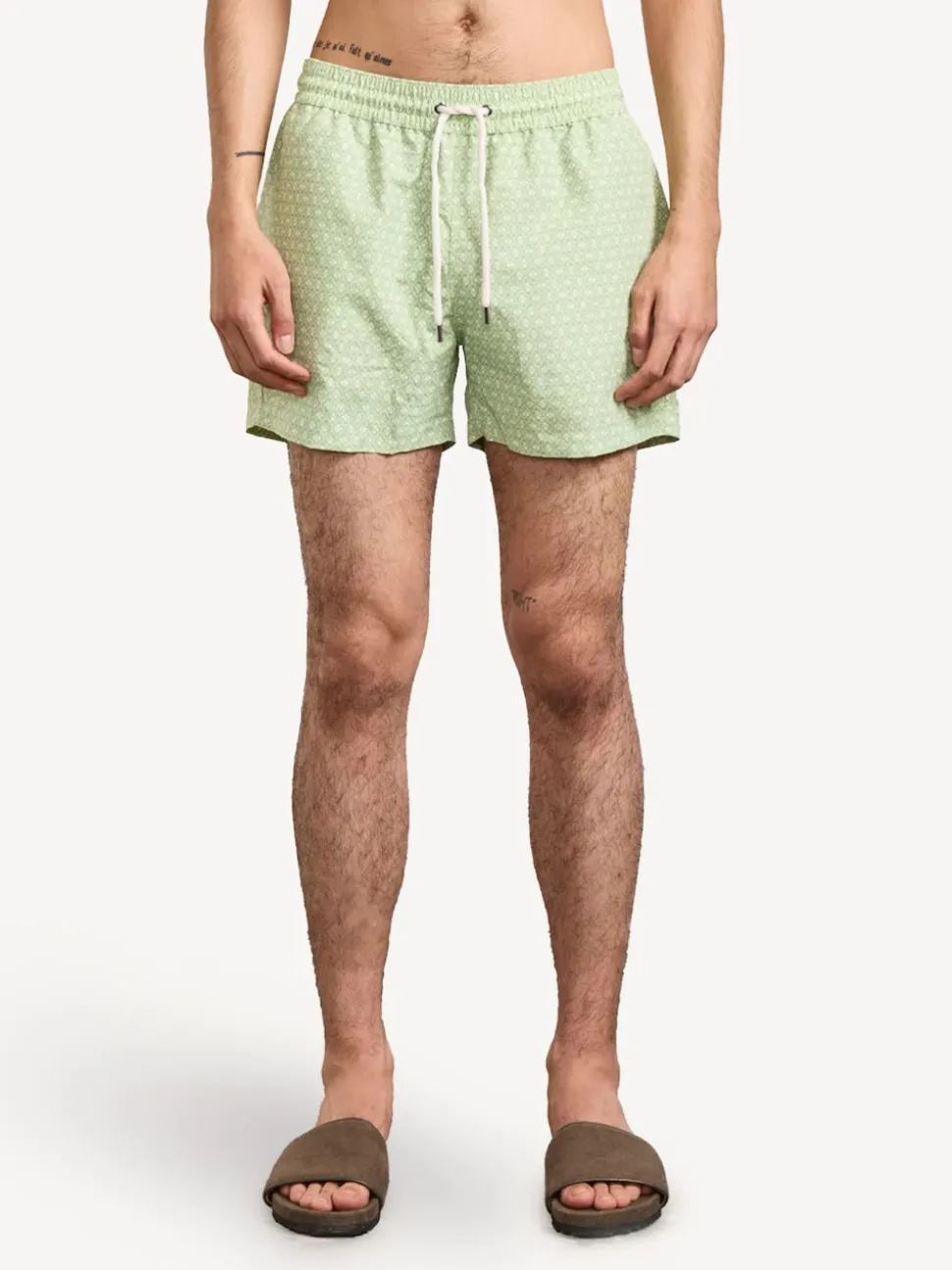 Frescobol Carioca Green Ipanema Micro Print Rio Swim Shorts