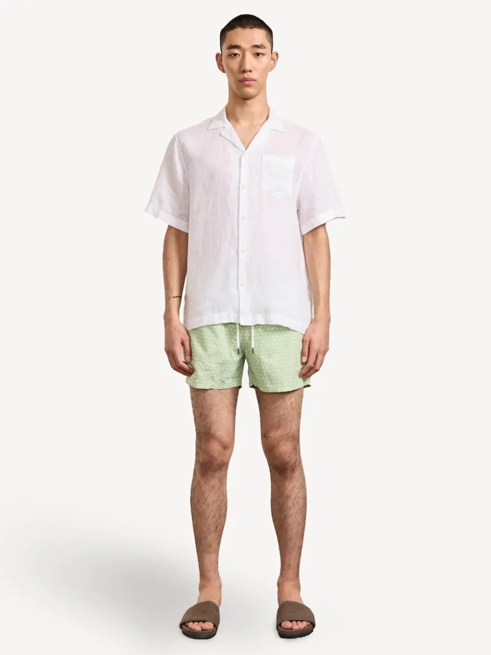 Frescobol Carioca Green Ipanema Micro Print Rio Swim Shorts