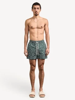 Frescobol Carioca Green Raffia Angra Print Rio Swim Shorts