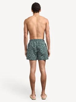 Frescobol Carioca Green Raffia Angra Print Rio Swim Shorts