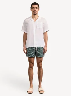 Frescobol Carioca Green Raffia Angra Print Rio Swim Shorts