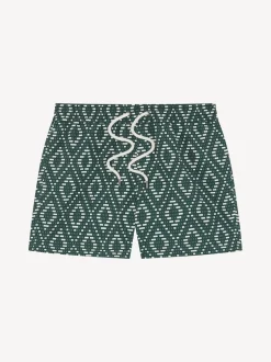 Frescobol Carioca Green Raffia Angra Print Rio Swim Shorts