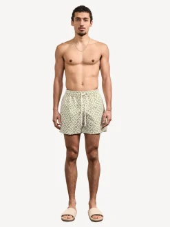 Frescobol Carioca Natural Santos Lotus Print Rio Swim Shorts