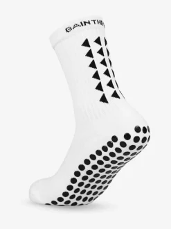 Gain the Edge White/Black Midcalf Football Grip 3.0 Socks