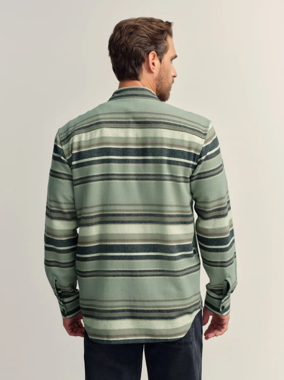 Green Brushed Stripe Long Sleeve Shirt