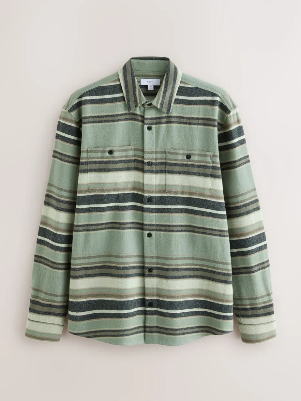 Green Brushed Stripe Long Sleeve Shirt