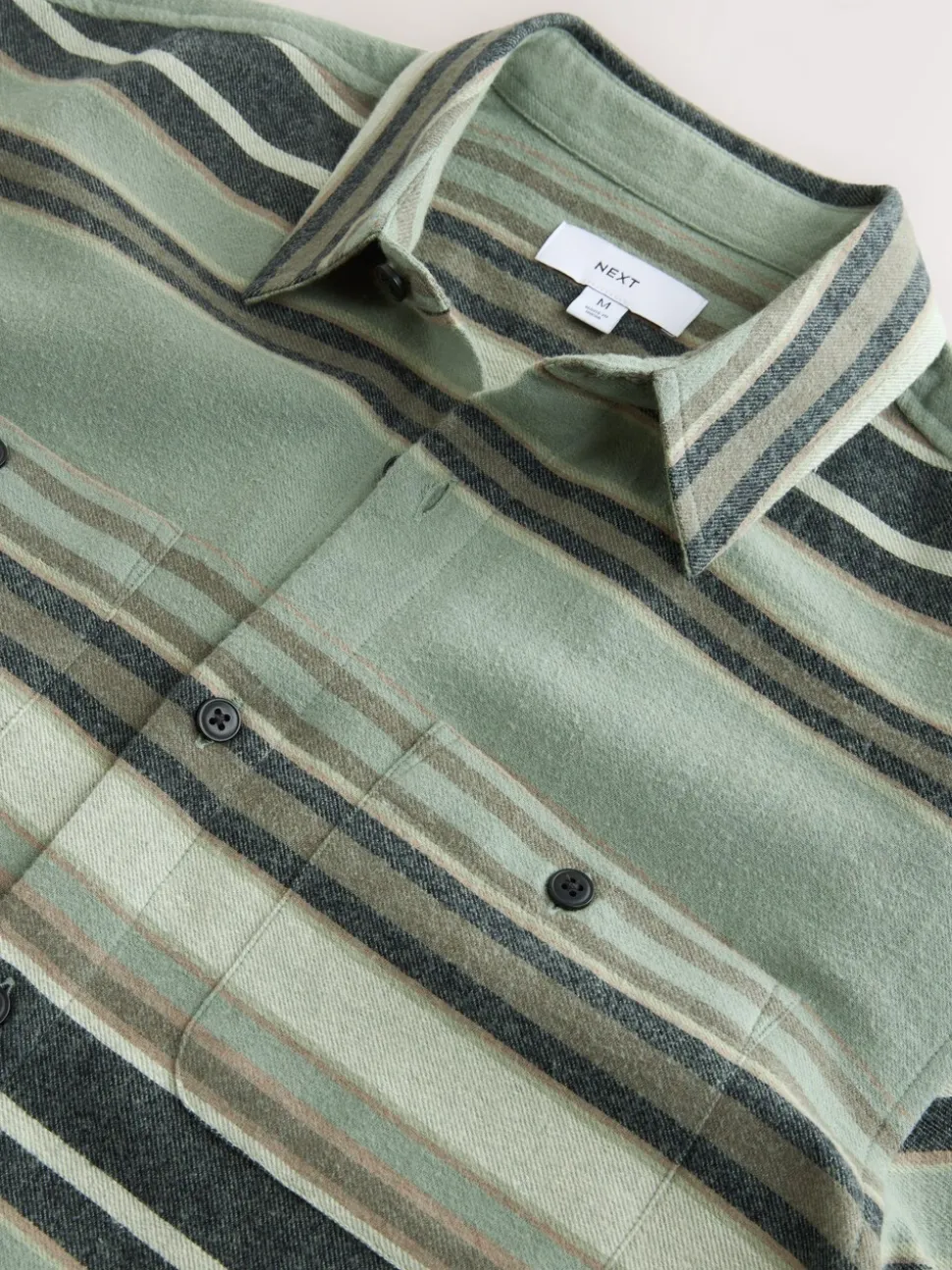 Green Brushed Stripe Long Sleeve Shirt