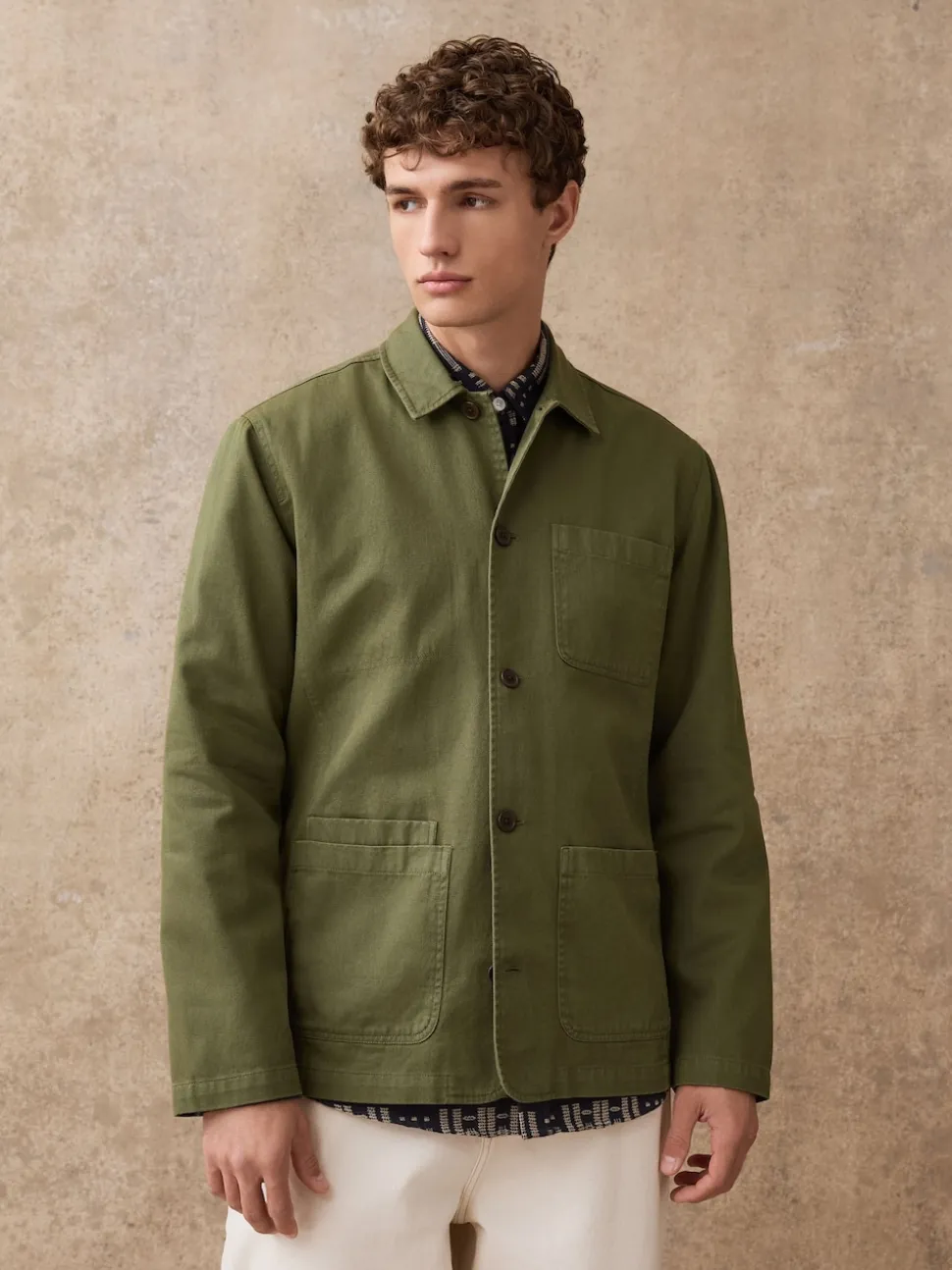 Green Chore Twill Shacket Overshirt