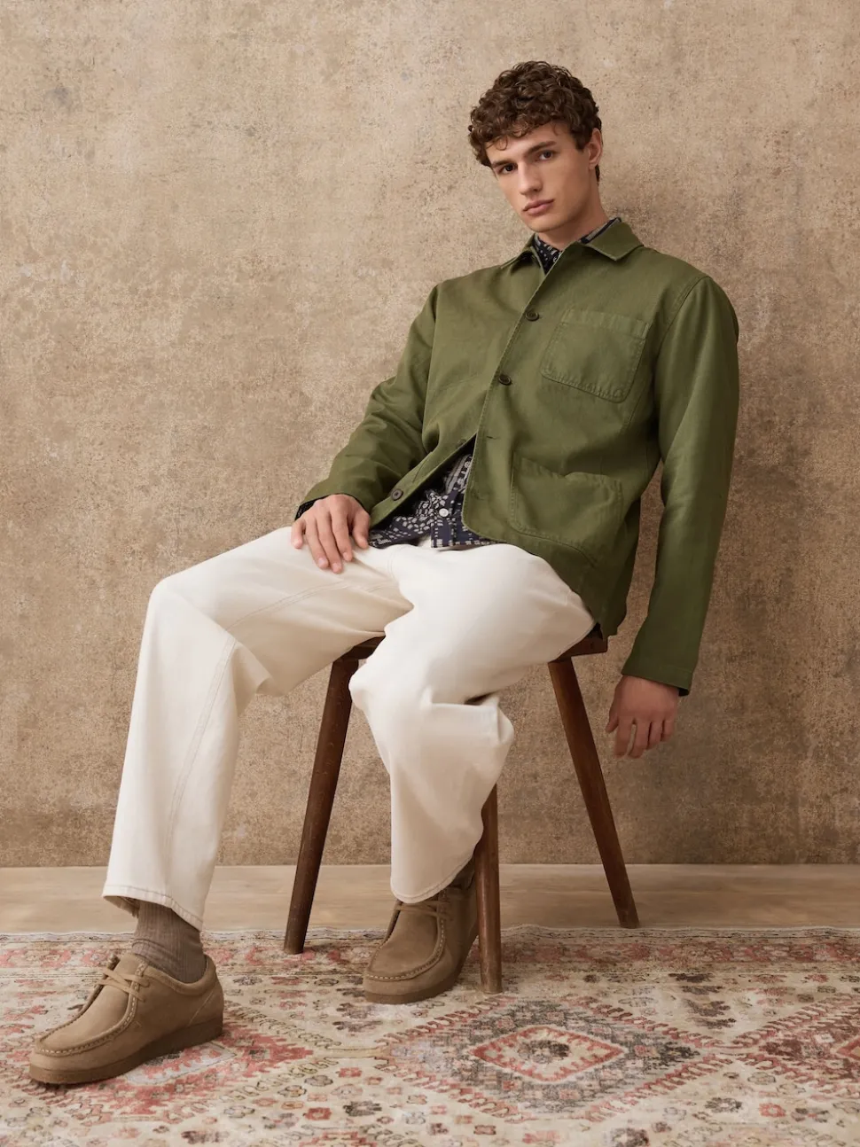 Green Chore Twill Shacket Overshirt