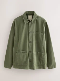 Green Chore Twill Shacket Overshirt