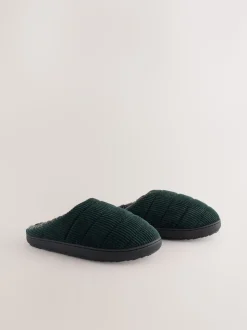 Green Cord Mule Slippers