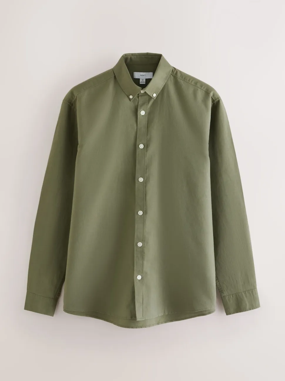 Green Cotton Linen Blend Long Sleeve Shirt