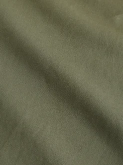 Green Cotton Linen Blend Long Sleeve Shirt