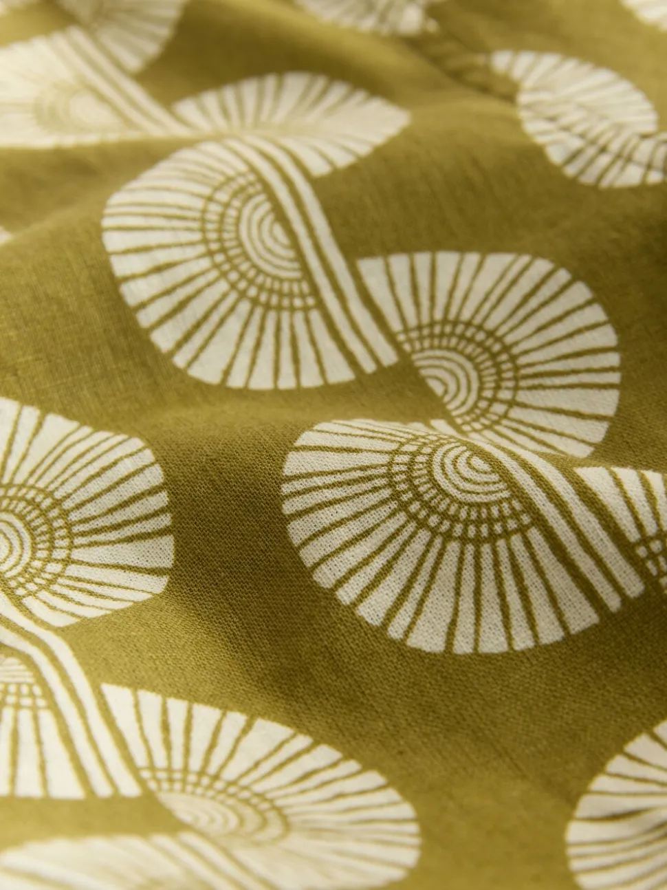Green Cotton Linen Printed Short Sleeve Shirt