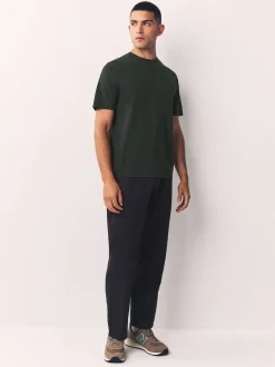 Green Dark Regular Fit Essential Crew Neck Cotton T-Shirt