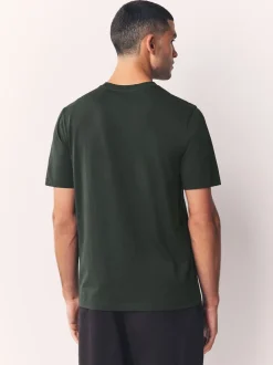 Green Dark Regular Fit Essential Crew Neck Cotton T-Shirt