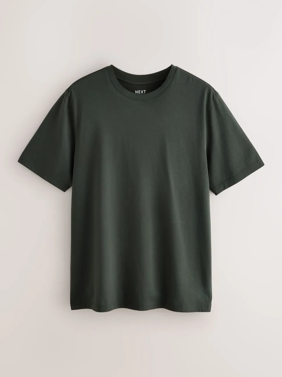 Green Dark Regular Fit Essential Crew Neck Cotton T-Shirt