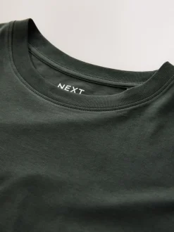 Green Dark Regular Fit Essential Crew Neck Cotton T-Shirt