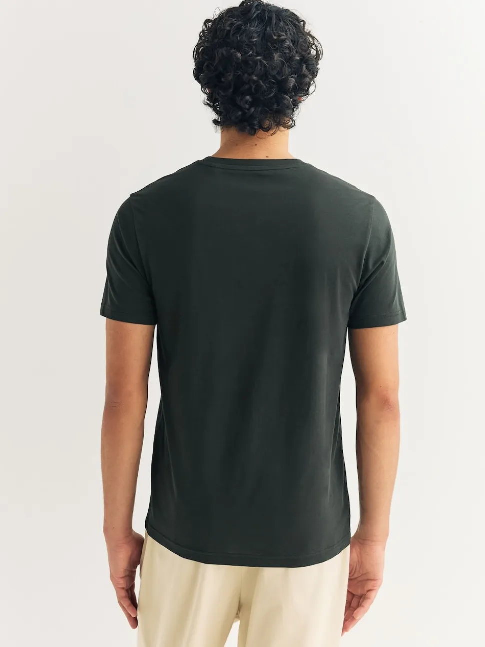 Green Dark Slim Fit Essential Crew Neck Cotton T-Shirt
