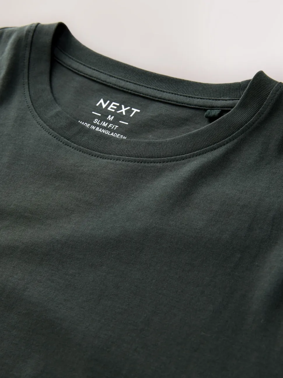 Green Dark Slim Fit Essential Crew Neck Cotton T-Shirt