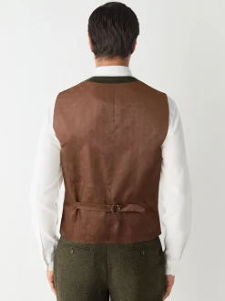 Green Herringbone Wool Blend Suit Waistcoast