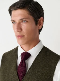 Green Herringbone Wool Blend Suit Waistcoast