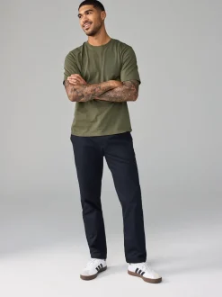 Green Khaki Regular Fit Essential Crew Neck Cotton T-Shirt
