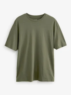Green Khaki Regular Fit Essential Crew Neck Cotton T-Shirt
