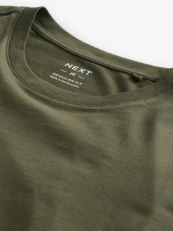 Green Khaki Regular Fit Essential Crew Neck Cotton T-Shirt