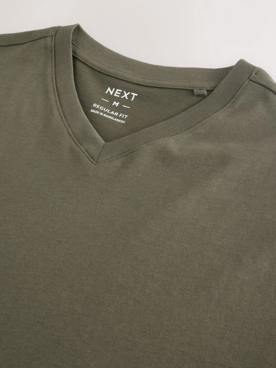 Green Khaki Regular Fit Essential V-Neck T-Shirt