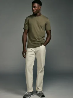 Green Khaki Slim Fit Essential Crew Neck Cotton T-Shirt