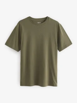 Green Khaki Slim Fit Essential Crew Neck Cotton T-Shirt