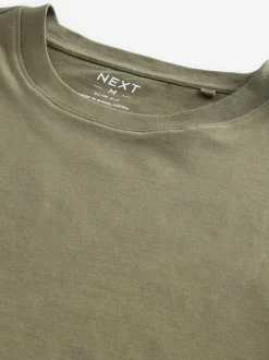 Green Khaki Slim Fit Essential Crew Neck Cotton T-Shirt