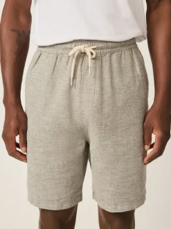 Green Linen Blend Elasticated Waist Shorts