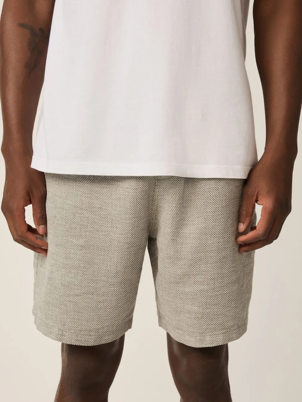 Green Linen Blend Elasticated Waist Shorts