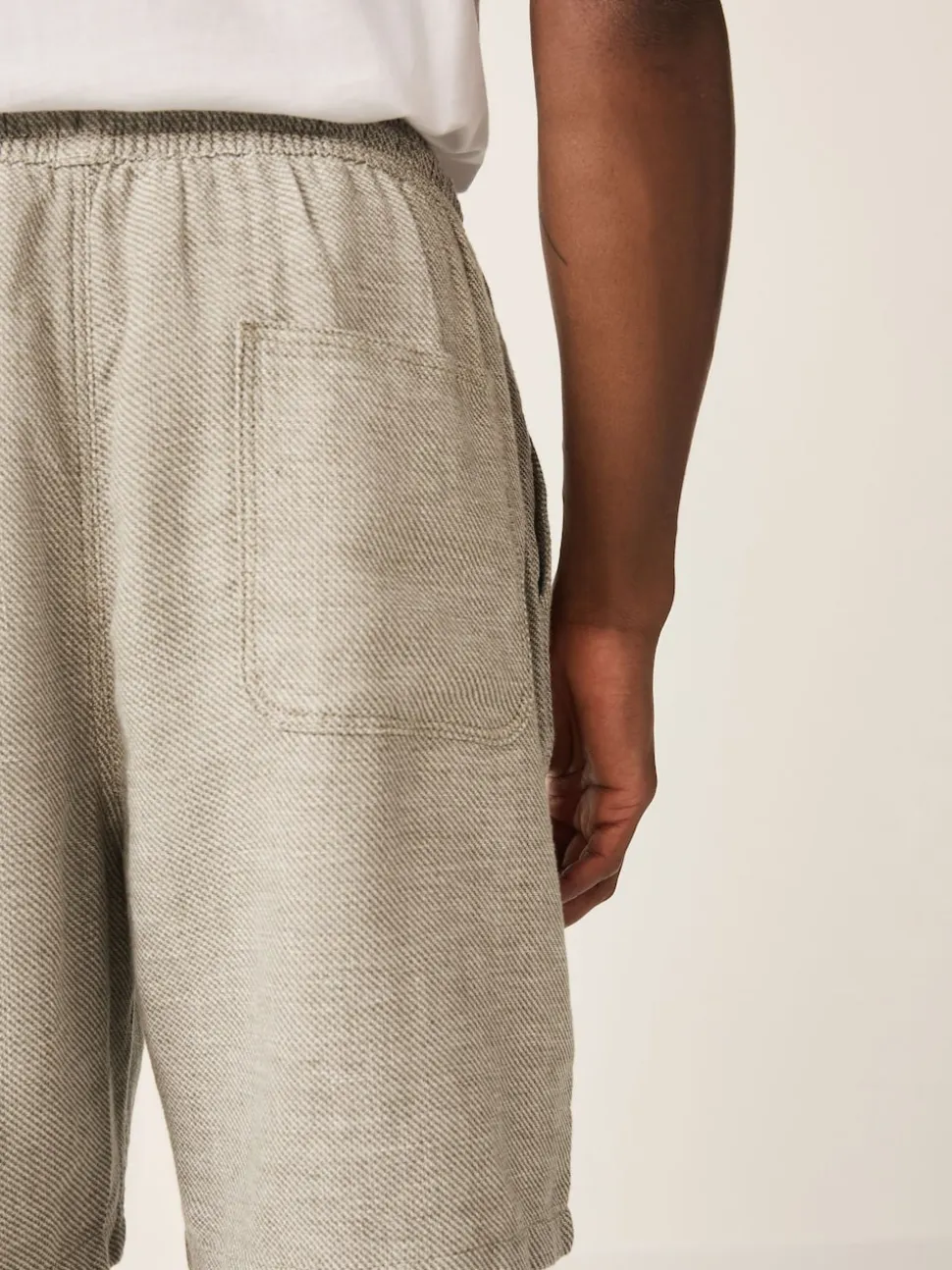 Green Linen Blend Elasticated Waist Shorts