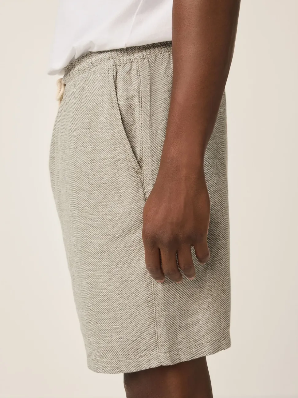 Green Linen Blend Elasticated Waist Shorts