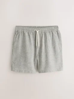 Green Linen Blend Elasticated Waist Shorts