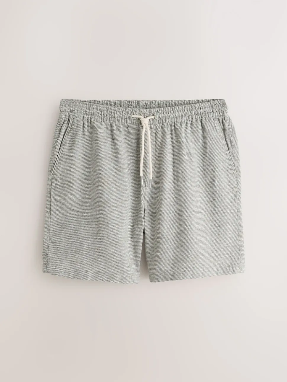 Green Linen Blend Elasticated Waist Shorts