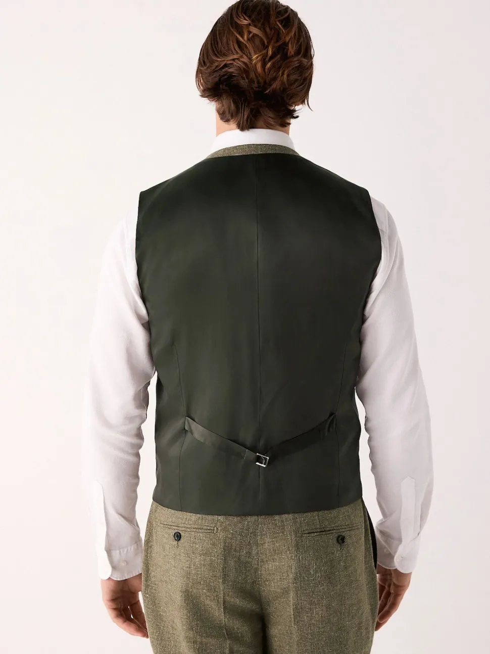 Green Linen Blend Suit Waistcoat