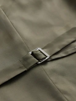 Green Linen Blend Suit Waistcoat