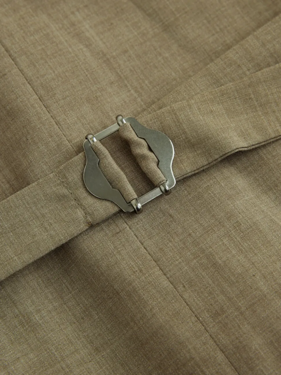 Green Linen Blend Texture Suit Waistcoat