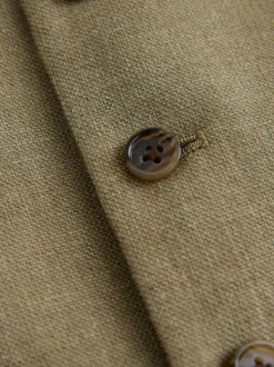 Green Linen Blend Texture Suit Waistcoat